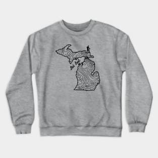 Get Lost Hiking Topographic Art Hike Michigan State Map Crewneck Sweatshirt